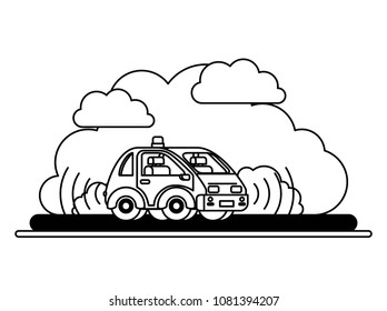 isometric taxi in the road