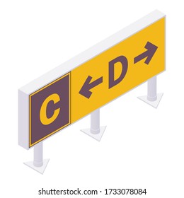 Isometric taxiway location sign for airport