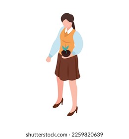 Isometric teachers lesson composition with isolated human character on blank background vector illustration