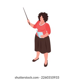 Isometric teachers lesson composition with isolated human character on blank background vector illustration