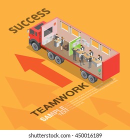 Isometric Teamwork. Business vector illustration