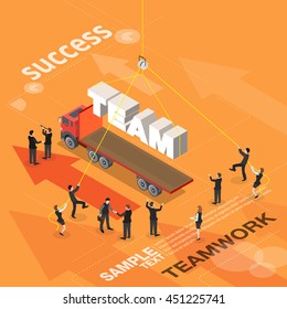 Isometric Teamwork. Business vector illustration