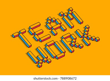 Isometric Teamwork word concept
