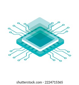 isometric technology motherboard icon isolated