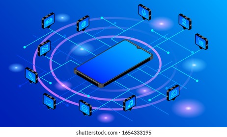 Isometric Technology SmartPhone Background Vector