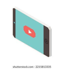 Isometric telecommunication icon with 3d smartphone image vector illustration