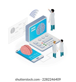 Isometric telemedicine remote tests mobile health concept 3d vector illustration