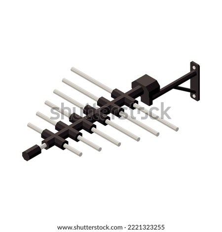 Isometric television antenna on white background 3d icon vector illustration