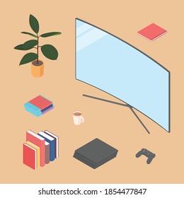 Isometric television set. Isometric vector illustration in flat design. 