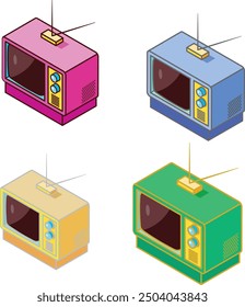 Televisor isométrico para el Vector - Illustration | Conjunto de iconos de TV