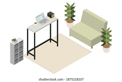 Isometric, teleworker's room, unmanned version