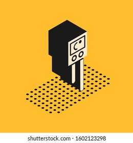 Isometric Temperature and humidity sensor icon isolated on yellow background.  Vector Illustration