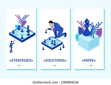 Isometric Template app big business makes an informed decision, chess game, growth strategy, smartphone apps. Easy to edit and customize.