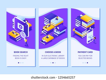 Isometric Template app design concept choose the right your book in our library smartphone apps. Easy to edit and customize