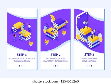 Isometric Template app design concept Your knowledge your success smartphone apps. Easy to edit and customize