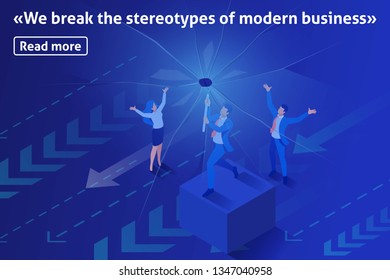 Isometric Template banner article we change reality, we destroy your view of modern business.