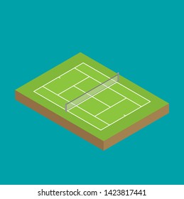 Isometric tennis court in flat style