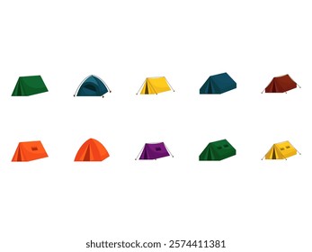 Isometric Tent Illustration Element Set