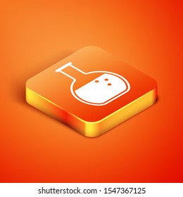 Isometric Test tube and flask - chemical laboratory test icon isolated on orange background.  Vector Illustration