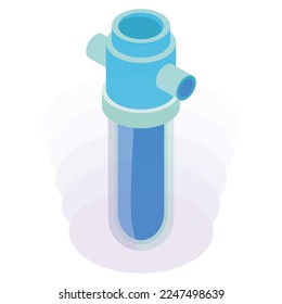 Isometric test tube with liquid 3d vector illustration