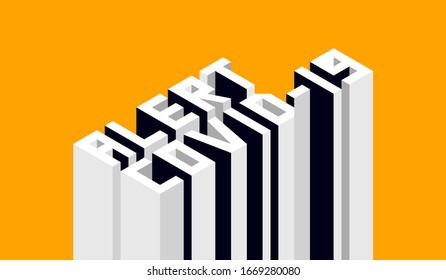 isometric text with writing alert covid 19