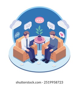 Isometric Therapist and Patient During a Counseling Session. Mental Health Awareness Concept