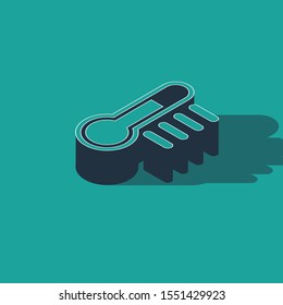 Isometric Thermometer icon isolated on green background.  Vector Illustration