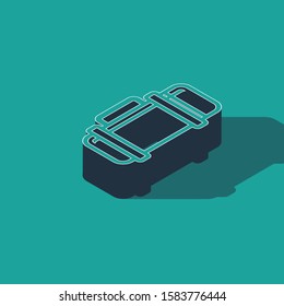 Isometric Thermos container icon isolated on green background. Thermo flask icon. Camping and hiking equipment.  Vector Illustration