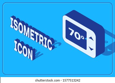 Isometric Thermostat icon isolated on blue background. Temperature control.  Vector Illustration