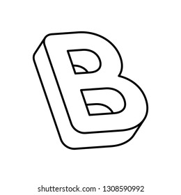Isometric thin font B. White background