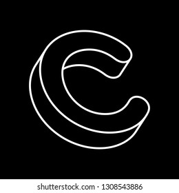 Isometric thin font c. Black background