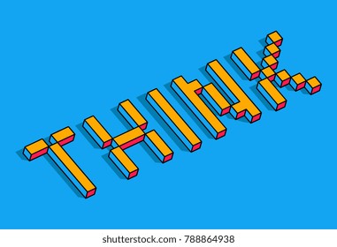 Isometric Think word concept