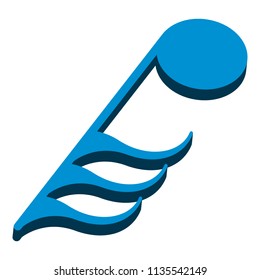 Isometric thirty-second musical note