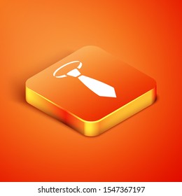 Isometric Tie icon isolated on orange background. Necktie and neckcloth symbol.  Vector Illustration