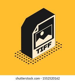 Isometric TIFF file document. Download tiff button icon isolated on yellow background. TIFF file symbol.  Vector Illustration