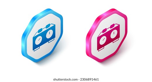 Isometric Time chess clock icon isolated on white background. Sport equipment. Hexagon button. Vector
