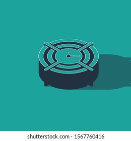 Isometric Time Management icon isolated on green background. Clock and gear sign. Productivity symbol.  Vector Illustration