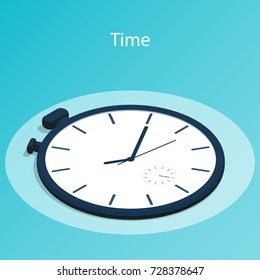 Isometric Time Stopwatch Flat Vector