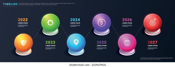 Isometric timeline infographic. Graphic element for website, poster or banner. Scheduling and planning, setting goals and vision for future. Leadership and motivation. Cartoon vector illustration