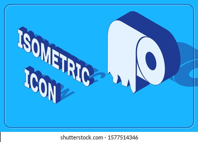 Isometric Toilet paper roll icon isolated on blue background.  Vector Illustration