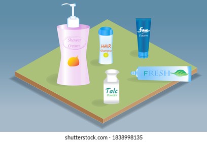 Isometric Toiletries Set and Icon