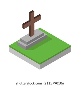 Isometric tombstone on a background