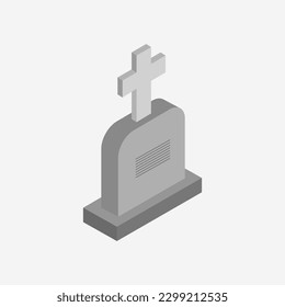 Isometric tombstone on a background
