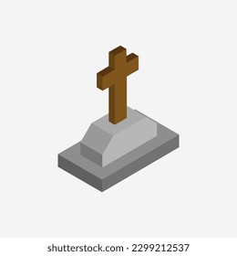 Isometric tombstone on a background