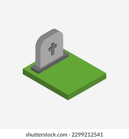 Isometric tombstone on a background