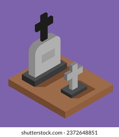 isometric tombstone test vector design illustration