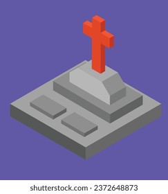 isometric tombstone test vector design illustration