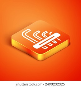 Isometric Tool allen keys icon isolated on orange background.  Vector