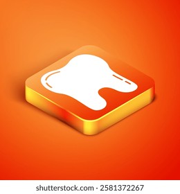 Isometric Tooth icon isolated on orange background. Tooth symbol for dentistry clinic or dentist medical center and toothpaste package.  Vector