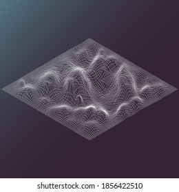 Isometric, Topographic Terrain, Abstract Line Graphics.